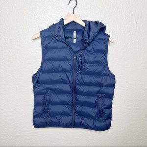 Fabletics Navy Hooded Puffer Vest M